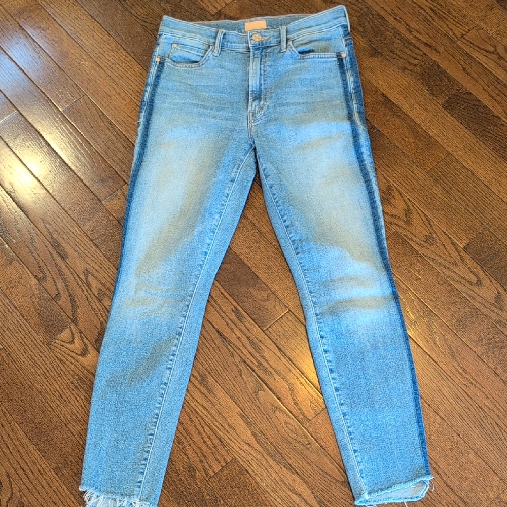 Mother Denim The Stunner Ankle Step Fray In Light Kitty Racer